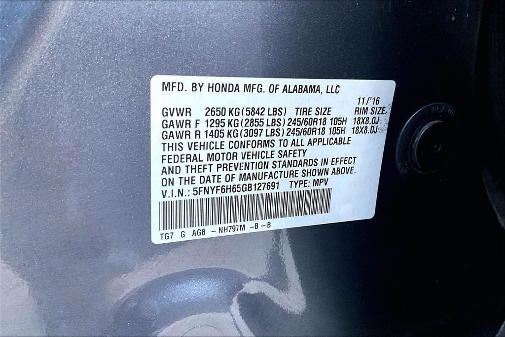 2016 Honda Pilot EX-L w/Honda Sensing